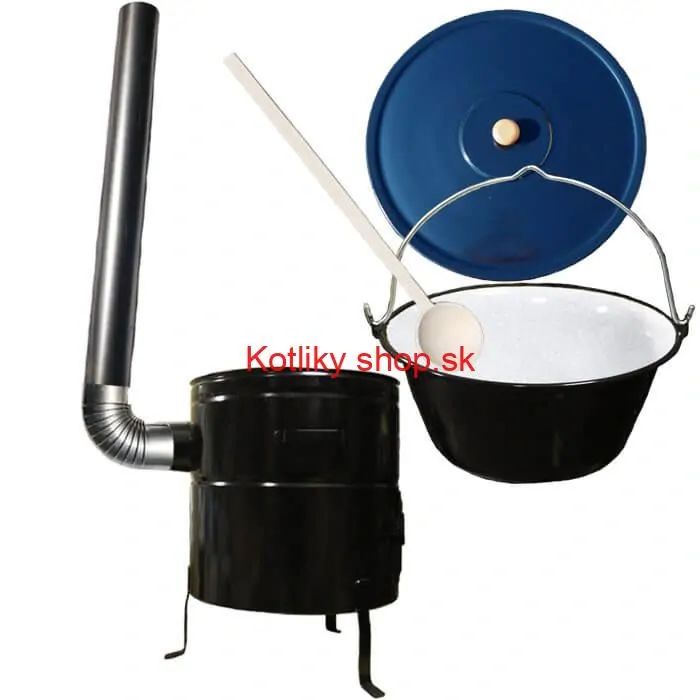 Smaltovaný kotlík 40 L (1,2 mm) + kovová kotlina 53 CLASSIC (KOV) + dymovod Max Party