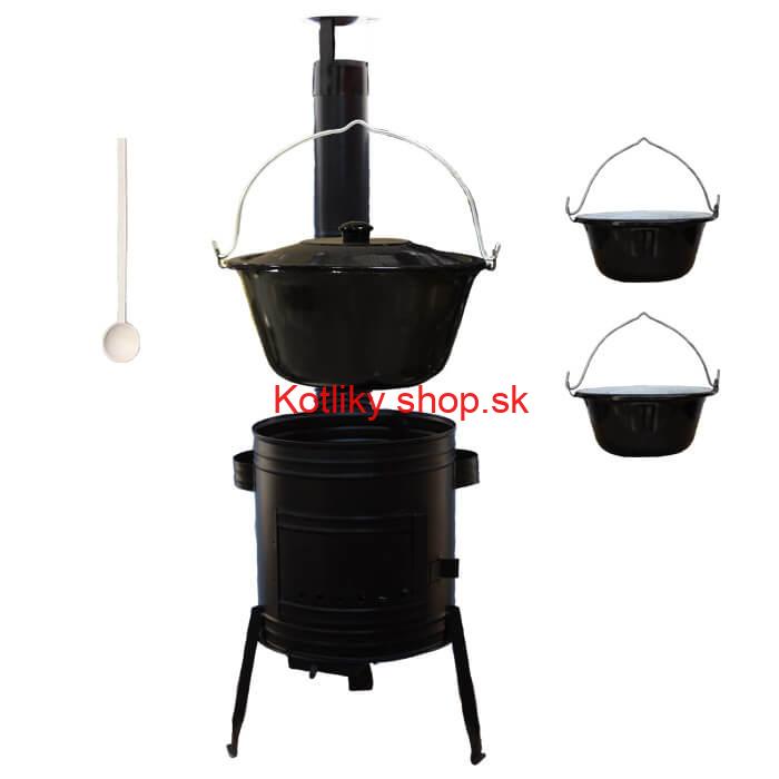 Smaltovaný kotlík 30 L (1,2 mm) + kovová kotlina 45 CLASSIC (KOV) + 2 smaltované servírovacie kotlíky 0,8 L