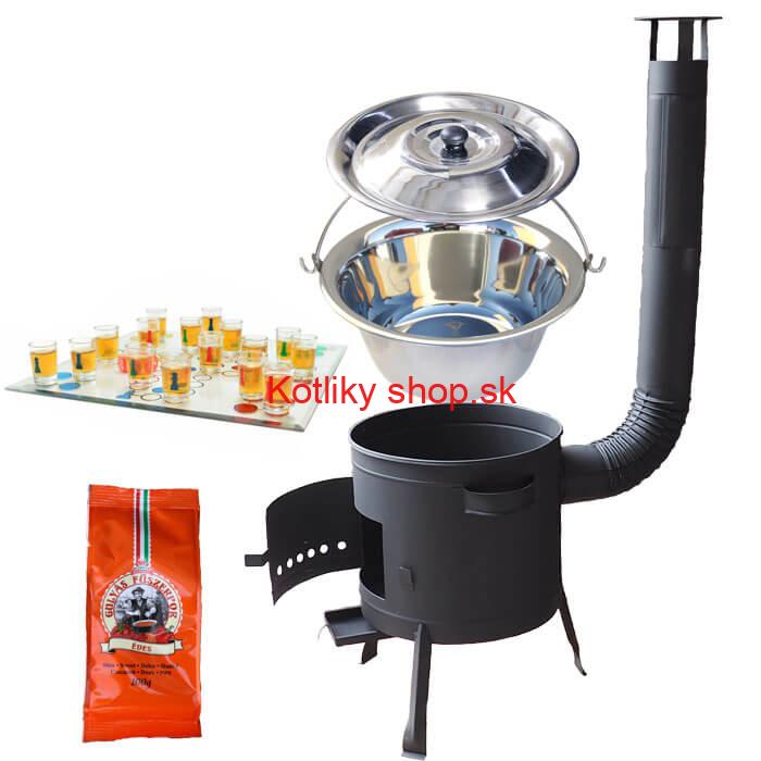 Nerezový kotlík 14 L (0,8 mm) + korenie + človeče pi už + nízka žiaruvzdorná kotlina 36 PLUS 600