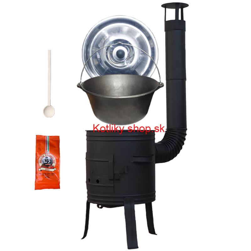 Liatinový kotlík 10,8 L + kotlina 33 cm (1 mm) + žiaruvzdorná farba Plus 700