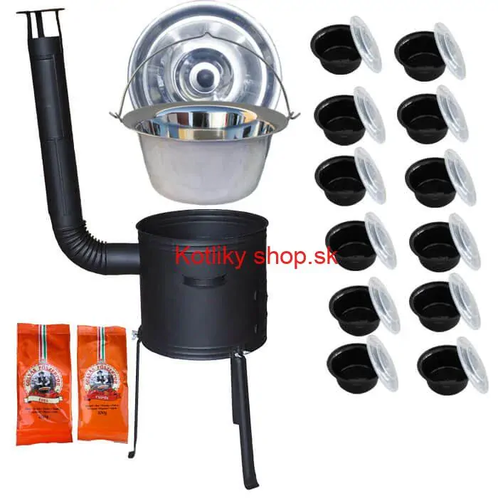 Nerezový kotlík 22 L (0,8 mm) INOX + žiaruvzdorná kotlina 42 cm Plus 700 + misky 12 ks + 2 x korenie na guláš 100 g
