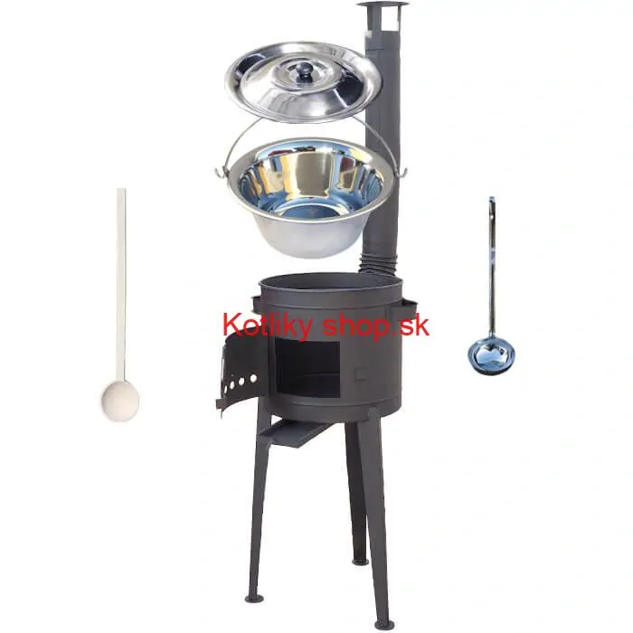 Nerezový kotlík 22 L (0,8 mm) + vysoká žiaruvzdorná kotlina (2,0 mm) HODO 42 cm PLUS 600 + vareška + naberačka