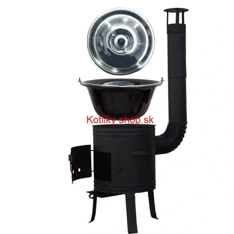Smaltovaný kotlík 11 L BLACK + nerezová poklice INOX + žáruvzdorná kotlina 33 cm Plus 700