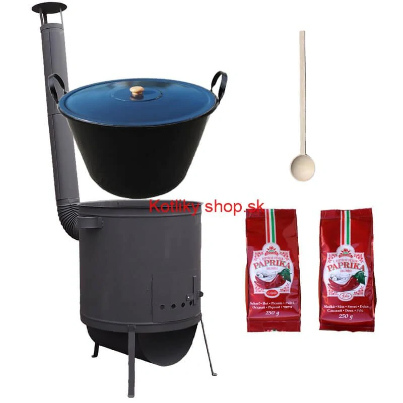 Smaltovaný kotol 70 L na zabíjačku + žiaruvzdorná kotlina 53 PLUS 600 4 MM + sladká a štipľavá paprika + vareška