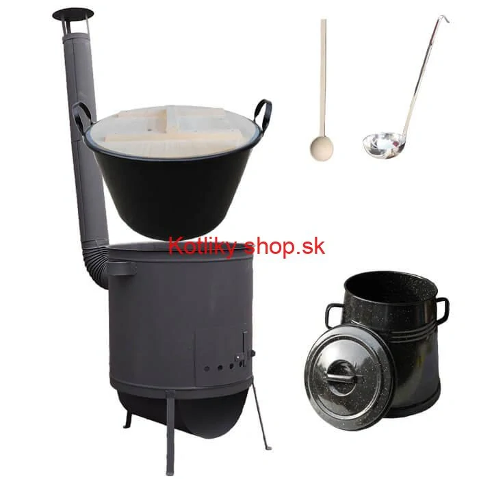 Smaltovaný kotol 100 L + žiaruvzdorná kotlina 42 PLUS 600 4 MM + Nádoba na masť 10 L