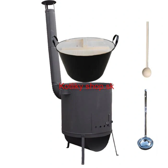 Smaltovaný kotol 100 L + žiaruvzdorná kotlina 42 PLUS 600 4 MM + varecha a naberačka BIG PARTY