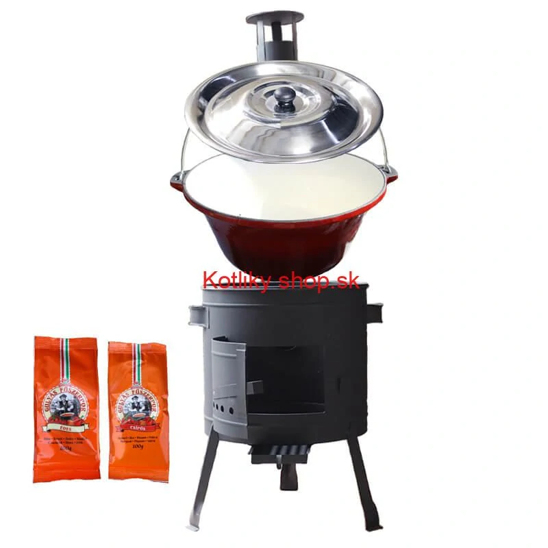 Liatinový kotlík so smaltovanou úpravou 22 L + nízka kotlina 42 PLUS 600 + paprikové korenie na guláš - MIX 100 g