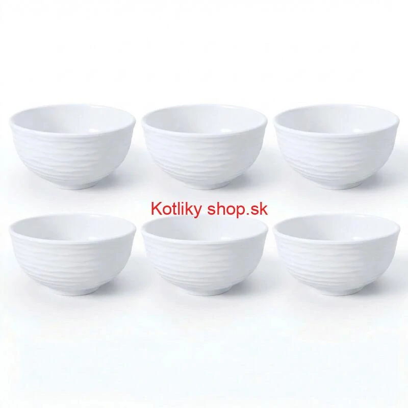Set 6 ks: Prémiové biele misky s kamennou štruktúrou (750 ml)