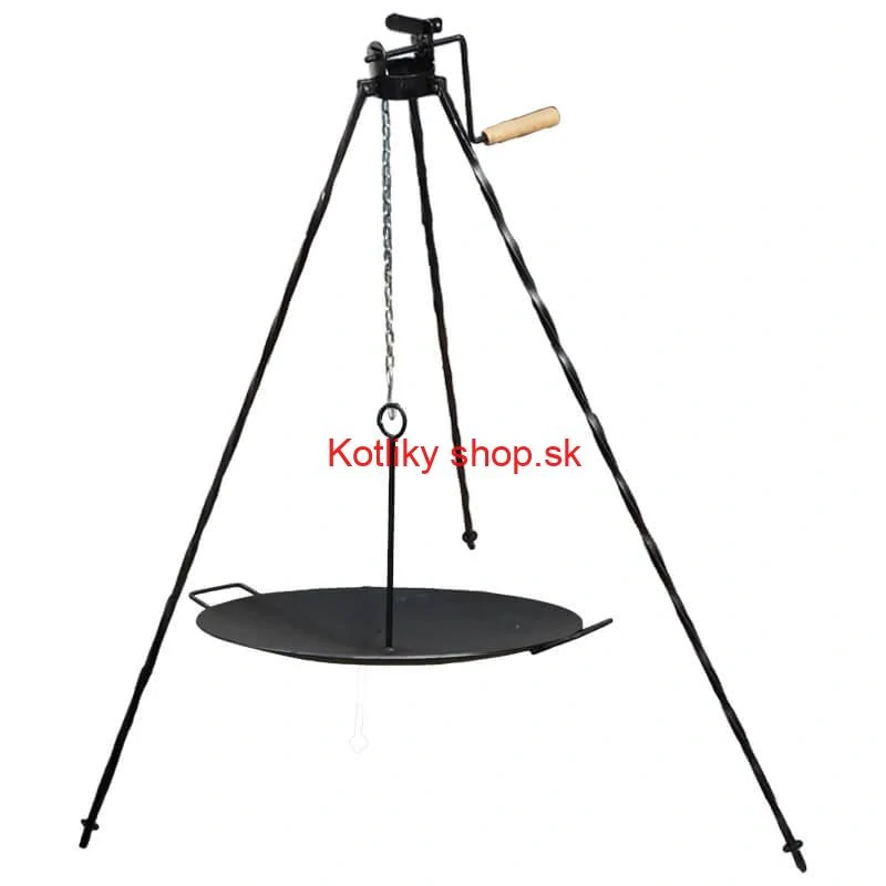 Grilovacia súprava CLASSIC STEEL PRO: Trojnožka 1,2 m s kladkou + Železná panvica 49 cm