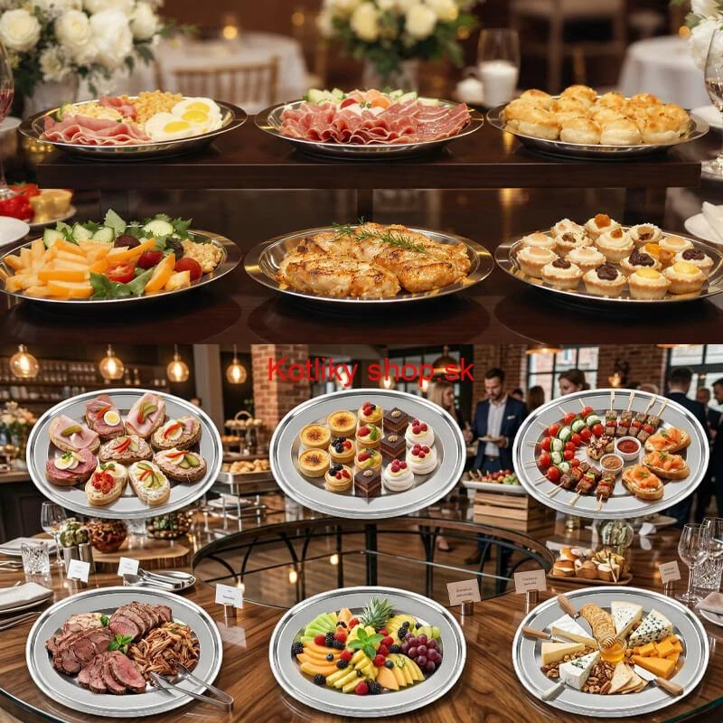 Nerezové podnosy pre catering – set 6 ks (45,5cm) - Servíruj s istotou a štýlom