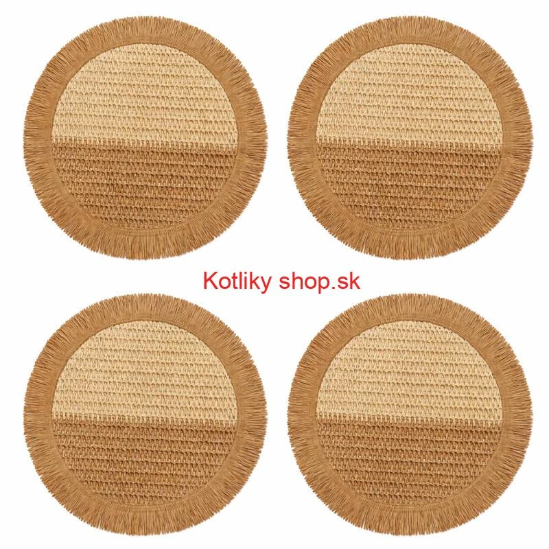 Prírodné podložky pod tanier so strapcami 37 cm, 4 ks