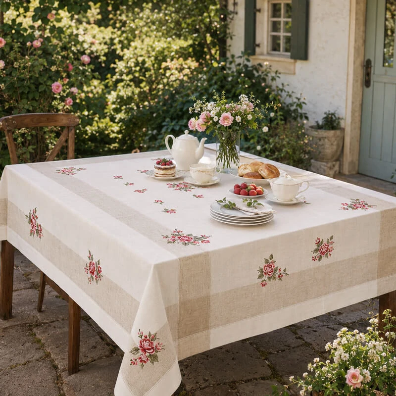 Hrubší textilný obrus Ruže Provence 130 × 180 cm