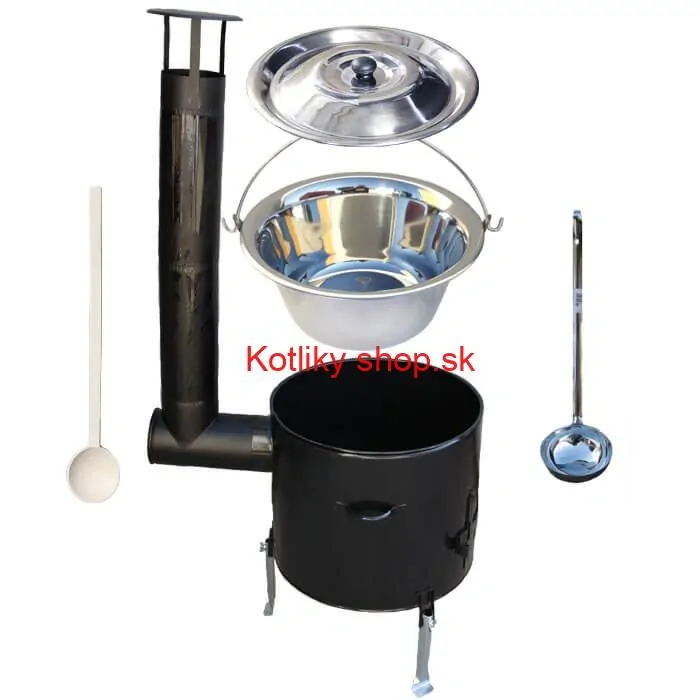 Antikorový kotlík 10 L (0,8 mm) + smaltovaná kotlina 31 cm + vareška a naberačka Easy party