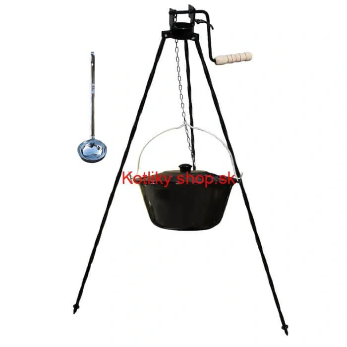 Smaltovaný kotlík 25 L + pokrievka + stojan s kladkou VAR