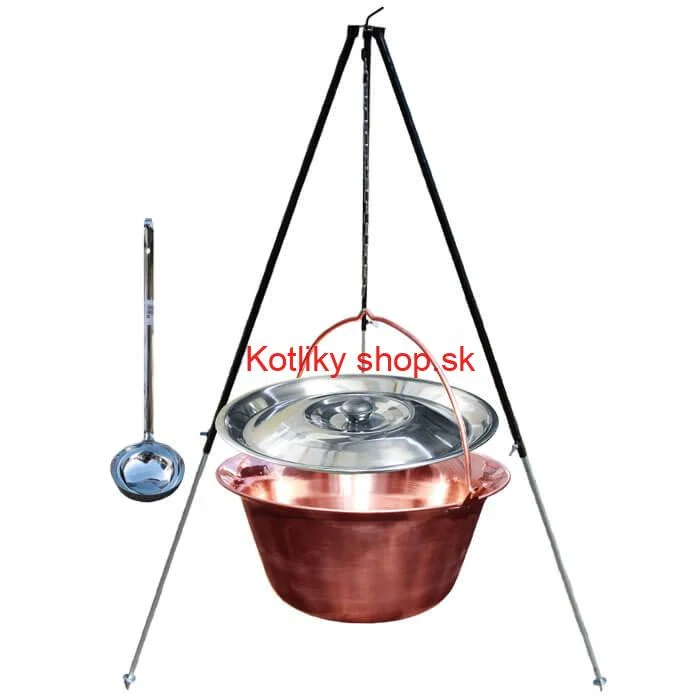 Medený kotlík 30 L (1,2 mm) + pokrievka + klasická teleskopická trojnožka