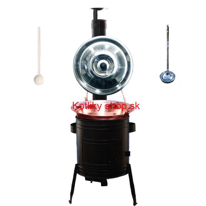 Medený kotlík 14 L (1,2 mm) + kovová kotlina 36 CLASSIC (KOV) + vareška a naberačka PARTY