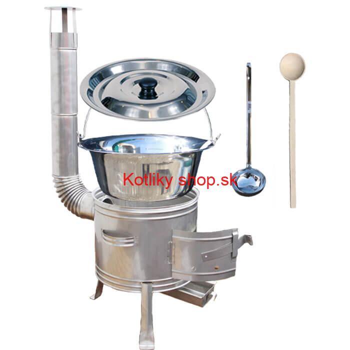 Antikorový kotlík 8 L (0,8 mm) + nerezová kotlina 31 cm + vareška a naberačka TOPLUX