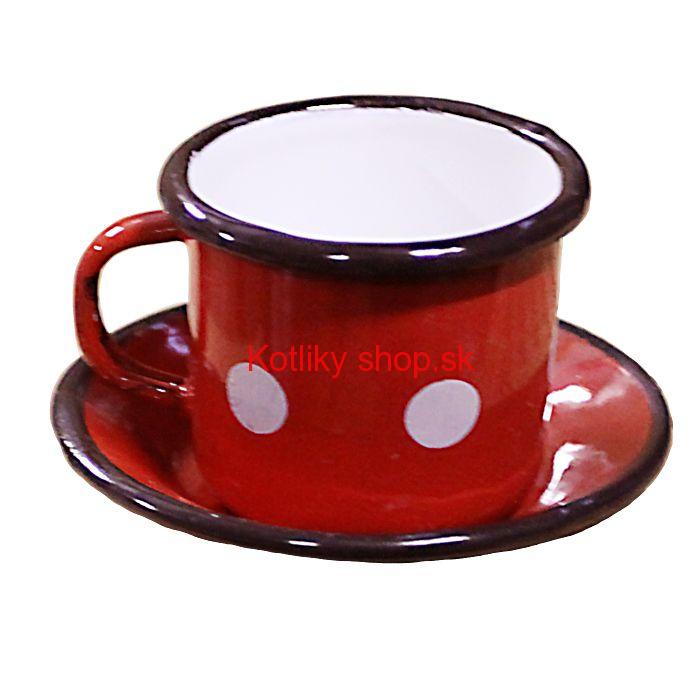 Smaltovaná šálka + podšálka