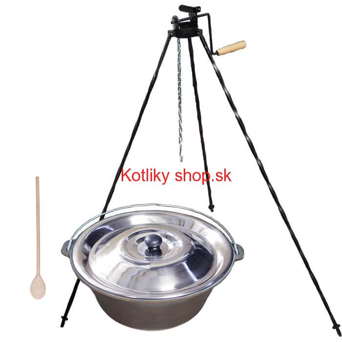 Liatinový kotlík 22 L + stojan s kladkou VAR