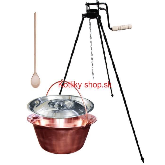 Medený kotlík 20 L + stojan s kladkou VAR