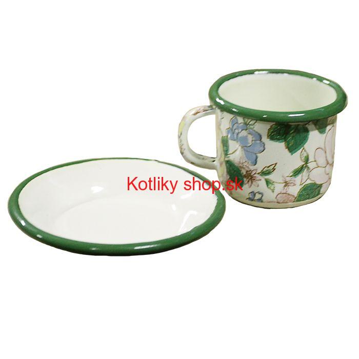 Smaltovaná šálka + podšálka