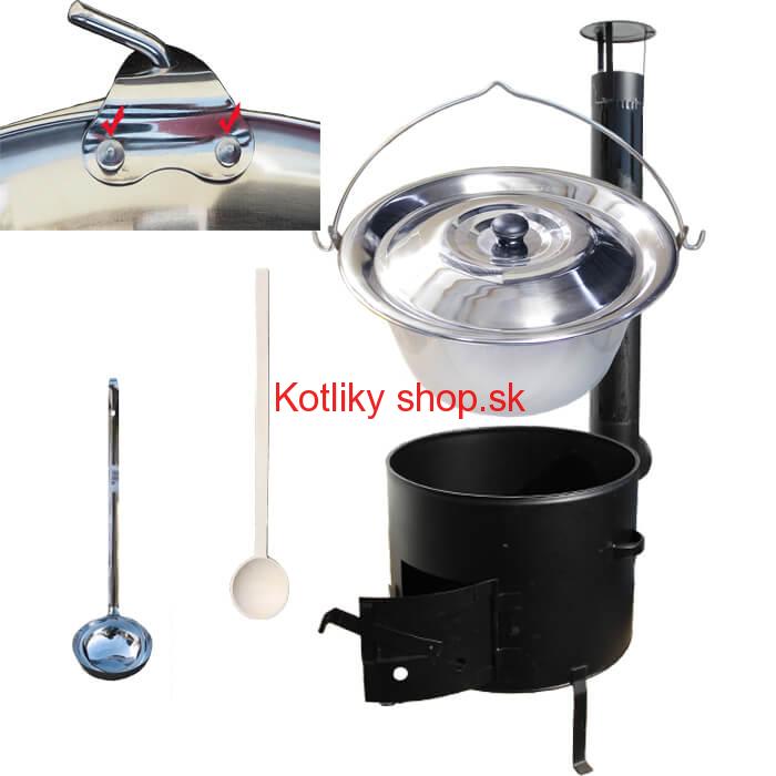 Smaltovaný kotlíkový set 36 cm + zosilnený nerezový kotlík 15 L