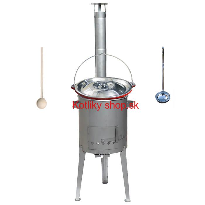 Liatinový kotlík 16 L + nerezová kotlina a naberačka LUXUS