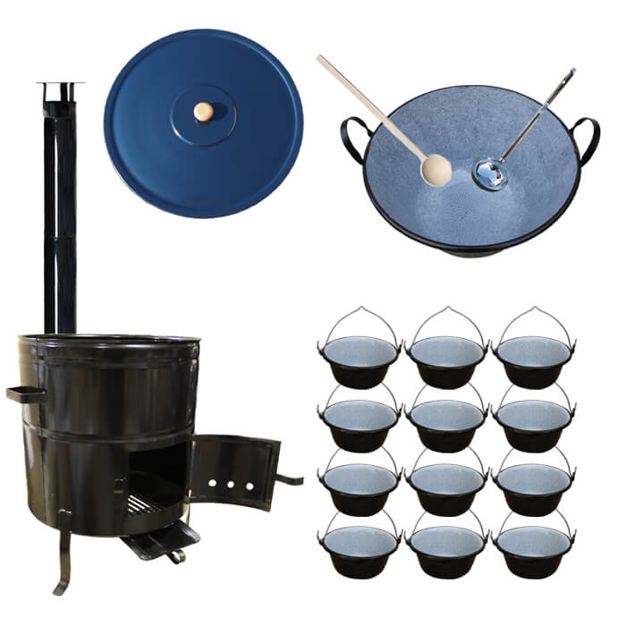 Smaltovaný kotol 70 L + servírovacie kotlíky (12 ks) BIG PARTY
