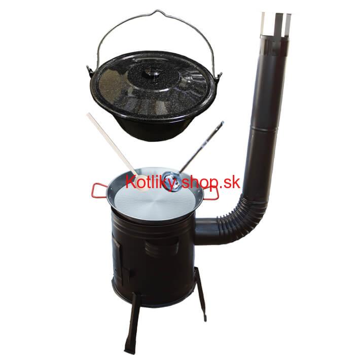 Paella oceľová panvica 42 cm so smaltovaným kotlíkom 16 L (1,2 mm) a kotlinou