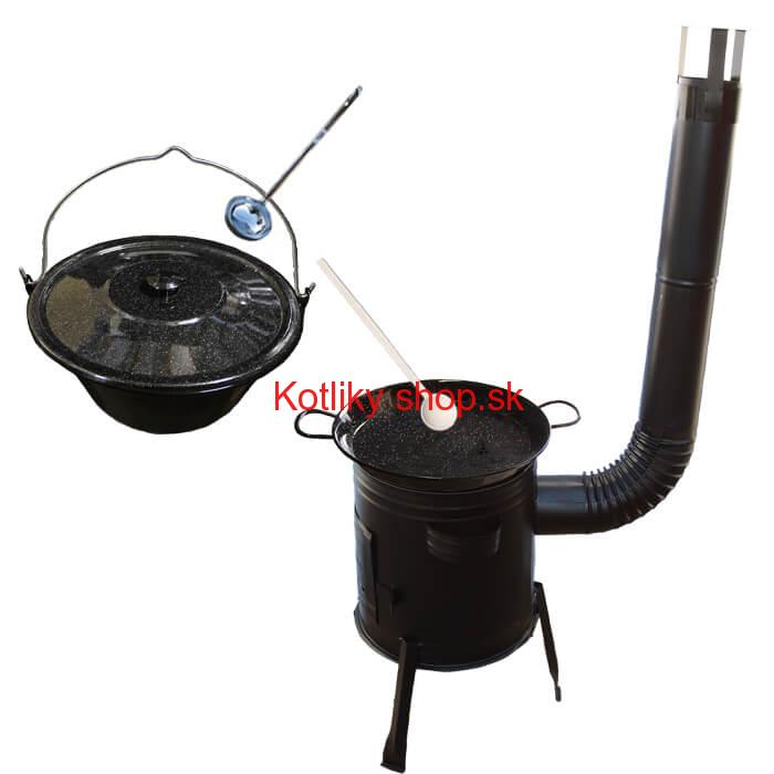 Paella smaltovaná panvica 34 cm so smaltovaným kotlíkom 8 L (1,2 mm) a kotlinou