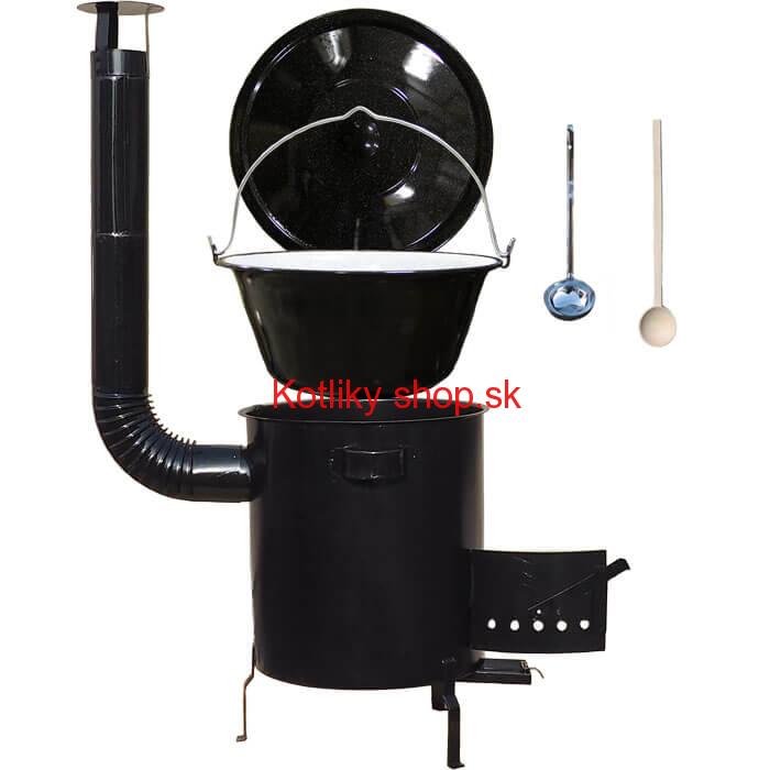 Smaltovaný kotlík 30 L (1,2 mm) + hrubostenná (1,5 mm) kovová kotlina 45 STRONG