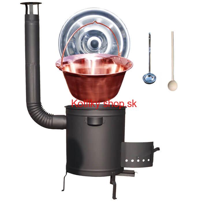 Medený kotlik 14 L (1,2 mm) + hrubostenná (1,5 mm) žiaruvzdorná kotlina 36 PLUS 600