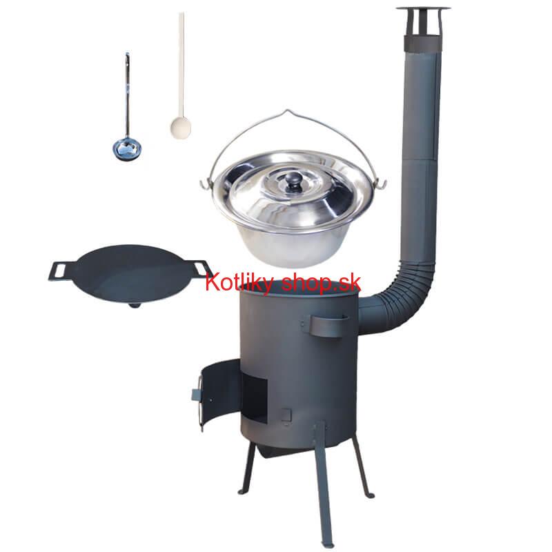 Nerezový kotlík 20 L (1,2 mm) INOX + železná panvica 44 cm UNI + kotlina 42 cm PLUS 600 4 MM