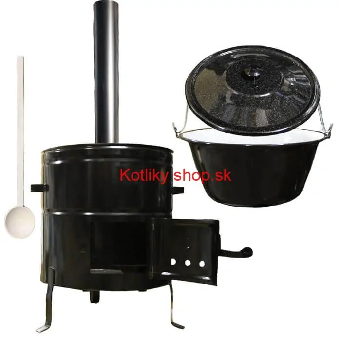 Smaltovaný kotlík 30 L (1,2 mm) + kovová kotlina 50 CLASSIC (KOV) + dymovod Max Party