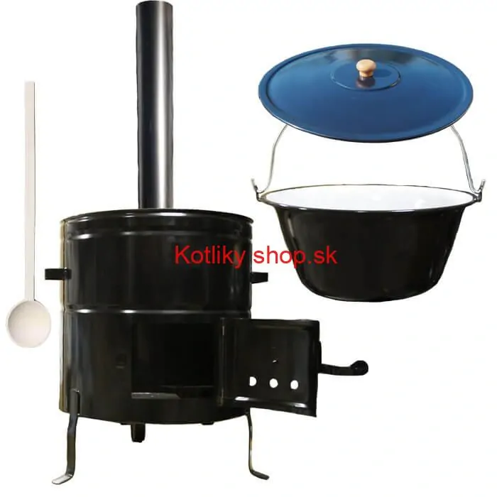 Smaltovaný kotlík 40 L (1,2 mm) + kovová kotlina 53 CLASSIC (KOV) + dymovod Max Party