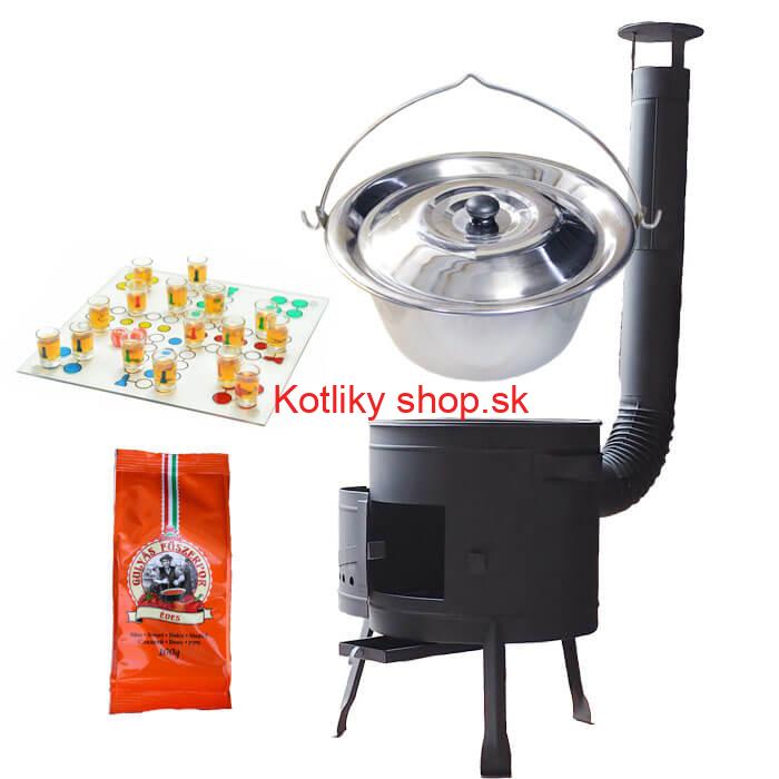 Nerezový kotlík 14 L (0,8 mm) + korenie + človeče pi už + nízka žiaruvzdorná kotlina 36 PLUS 600