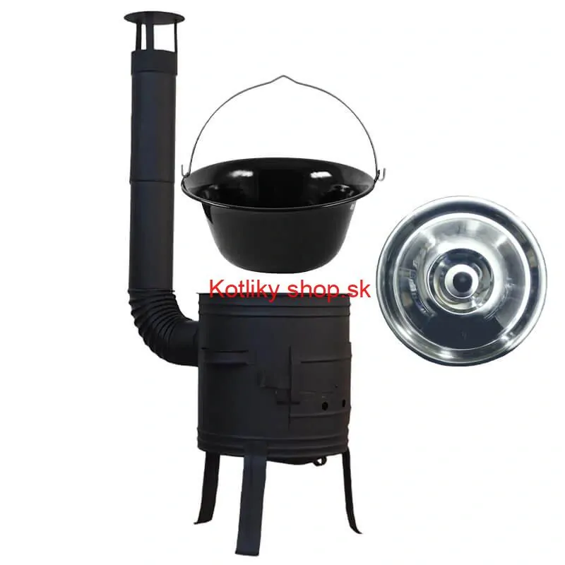 Smaltovaný kotlík 11 L BLACK + nerezová poklice INOX + žáruvzdorná kotlina 33 cm Plus 700