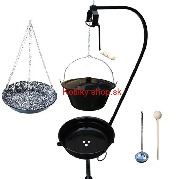 Smaltovaný kotlík 16 L (1,2 mm) + smaltovaná panvica + prenosné ohnisko