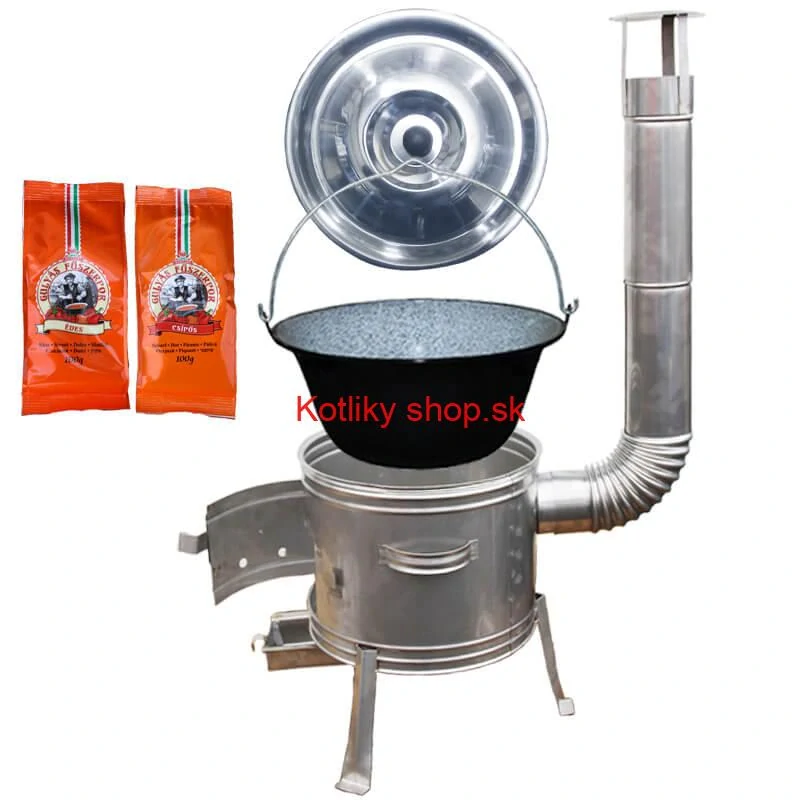 Smaltovaný kotlík 25 L + Nerezová kotlina 42 INOX + paprikové korenie na guláš - MIX 100 g