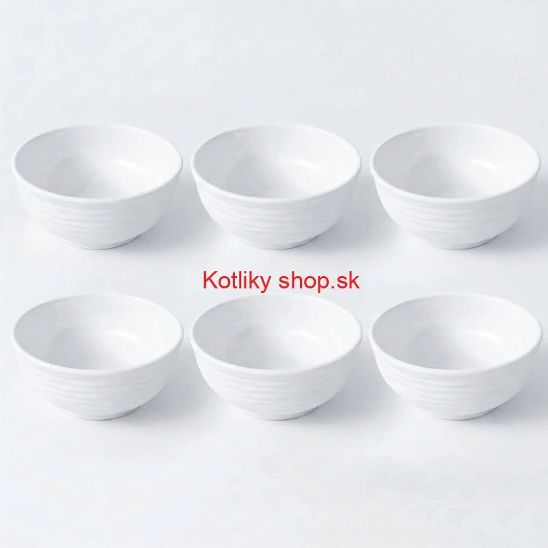 Set 6 ks: Prémiové biele misky s kamennou štruktúrou (750 ml)