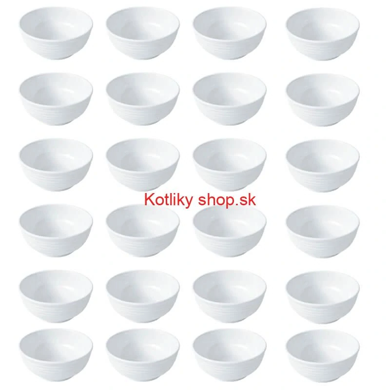 Set 24 ks: Prémiové biele misky s kamennou štruktúrou (750 ml)