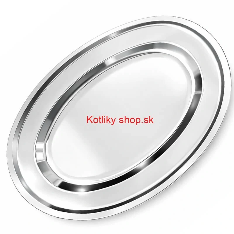 Nerezový oválny podnos (30,5cm) – Odolná servírovacia tácka na mäso aj koláče