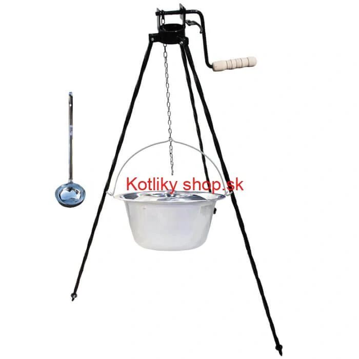 Antikorový kotlík 10 L + pokrievka + stojan s kladkou VAR