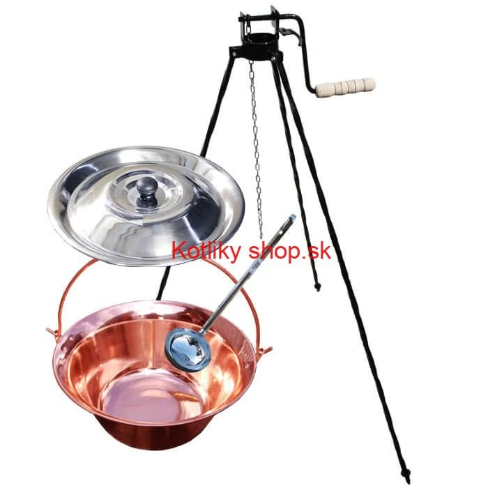 Medený kotlík 30 L (1,2 mm) + pokrievka + stojan s kladkou VAR