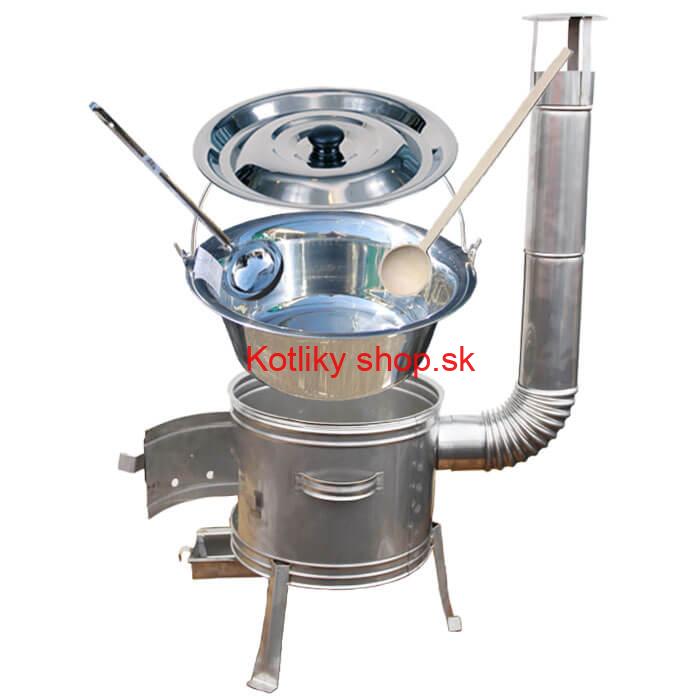 Antikorový kotlík 8 L (0,8 mm) + nerezová kotlina 31 cm + vareška a naberačka TOPLUX