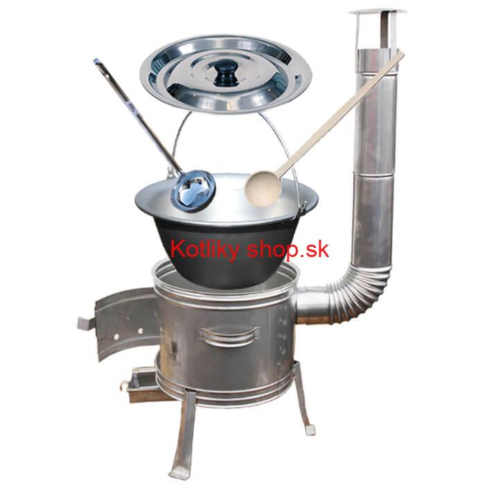 Nerezový kotlík 15 L (1,5 mm) + nerezová kotlina 36 cm + vareška a naberačka TOPLUX