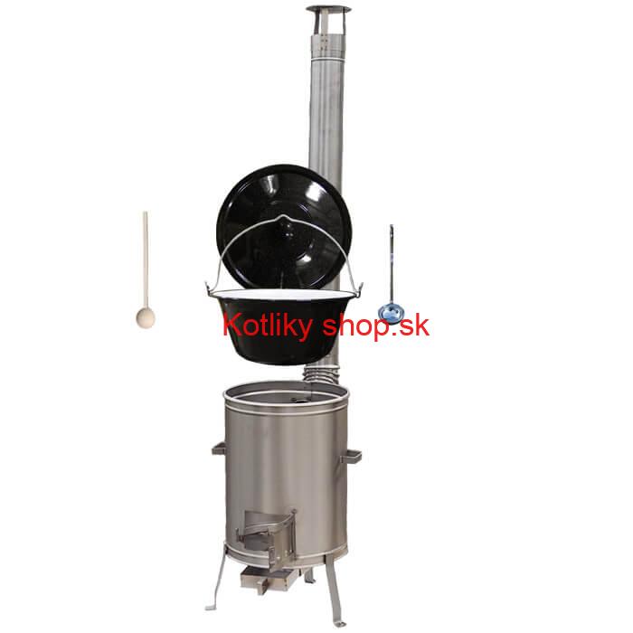 Smaltovaný kotlík 22 L (1,2 mm) + nerezová kotlina 42 cm + vareška a naberačka LUX