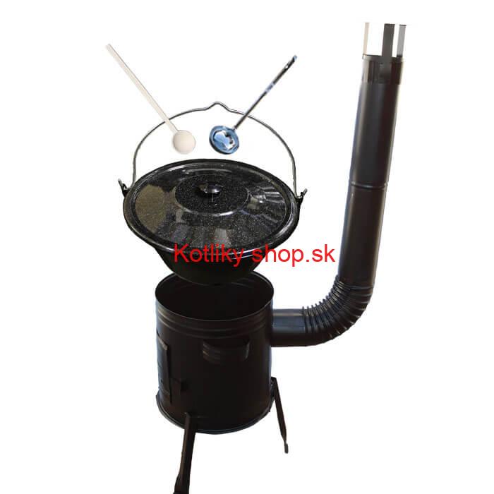 Smaltovaný kotlík 20 L (1,2 mm) + kovová kotlina 42 CLASSIC (KOV) + vareška a naberačka Easy party