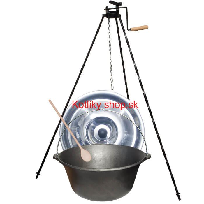 Liatinový kotlík 22 L + stojan s kladkou VAR